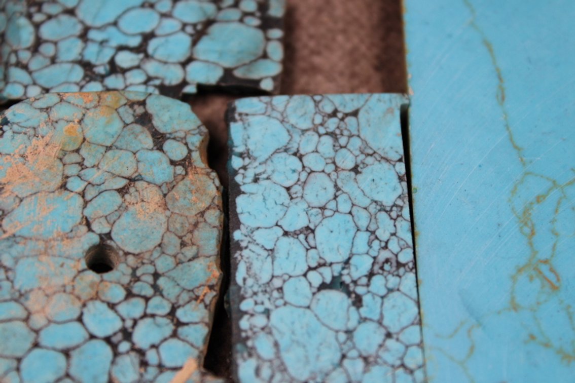 Five reconstituted Turquoise slabs, 2.8 ozs