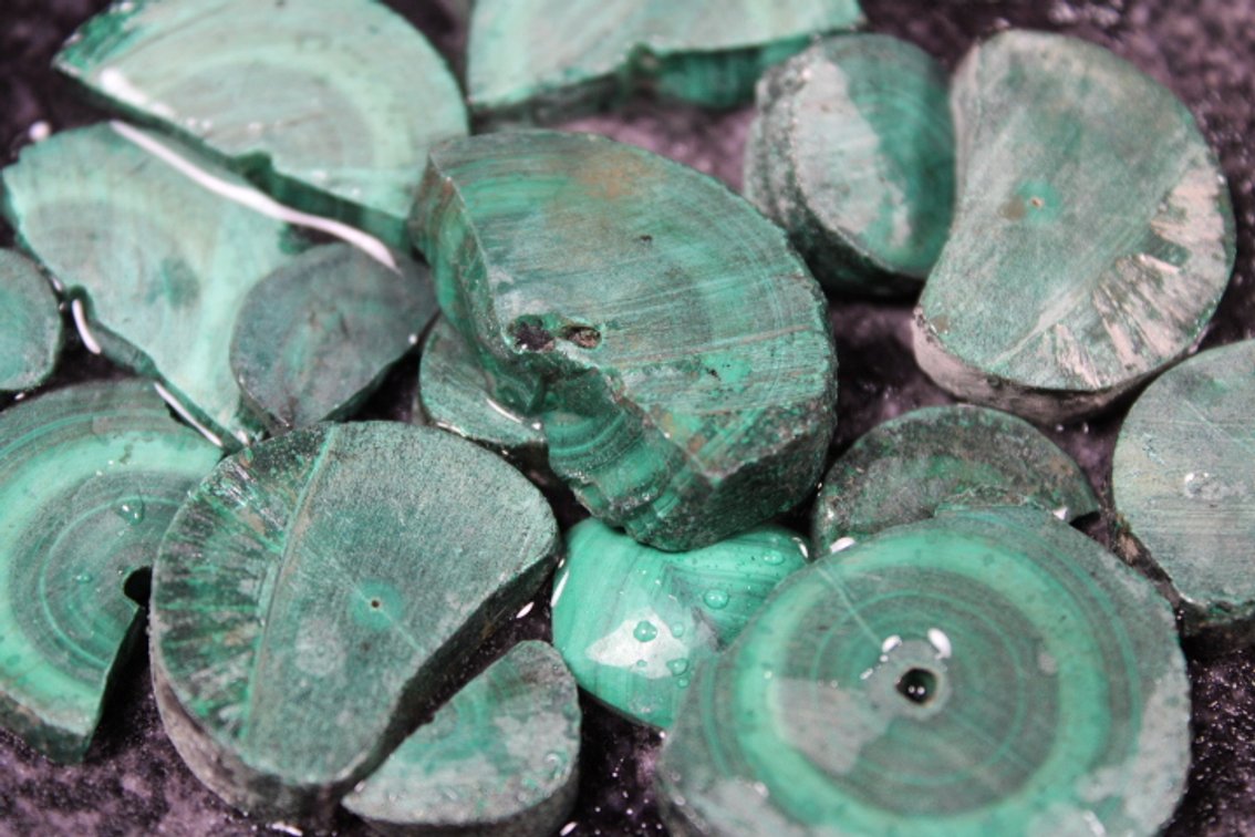 Several rough Malachite pieces, 3.2 ozs