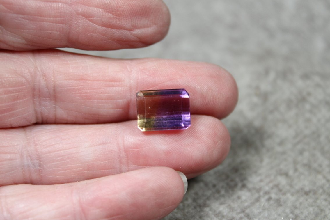 A rectangle Ametrine faceted stone