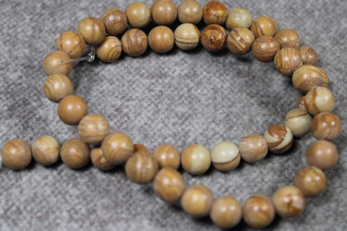A 16" strand of Picture Jasper beads