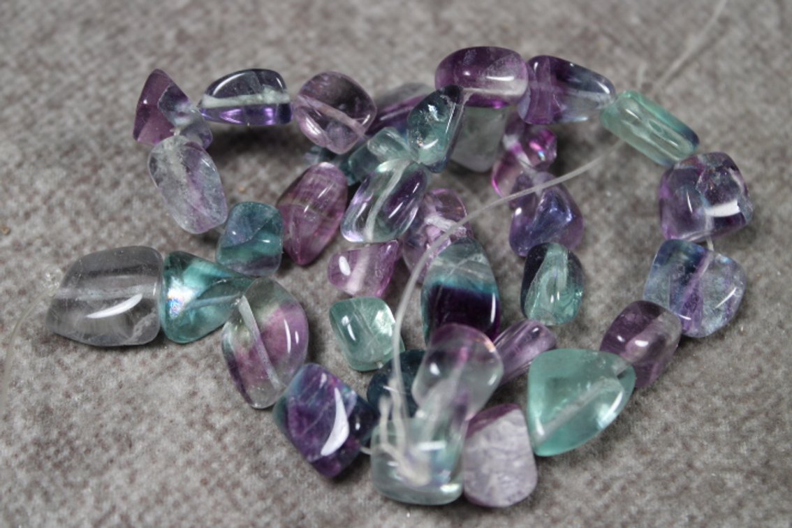 A 15" strand of Fluorite beads