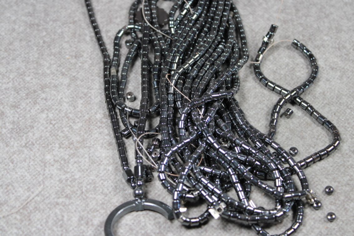 Thirteen Hematite necklaces, some need to be restrung