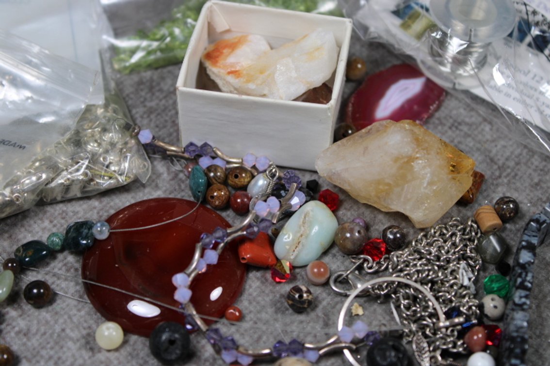 An assortment of beads, findings and wire