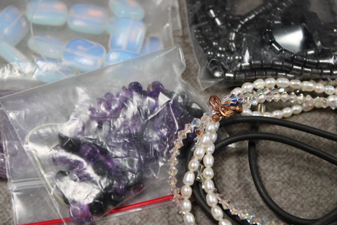 An assortment of necklaces and beads