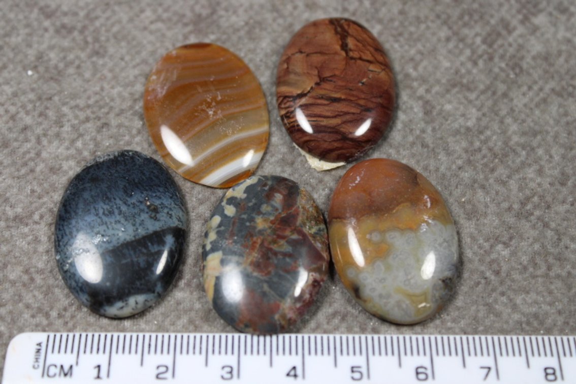 An assortment of 5 cabochons
