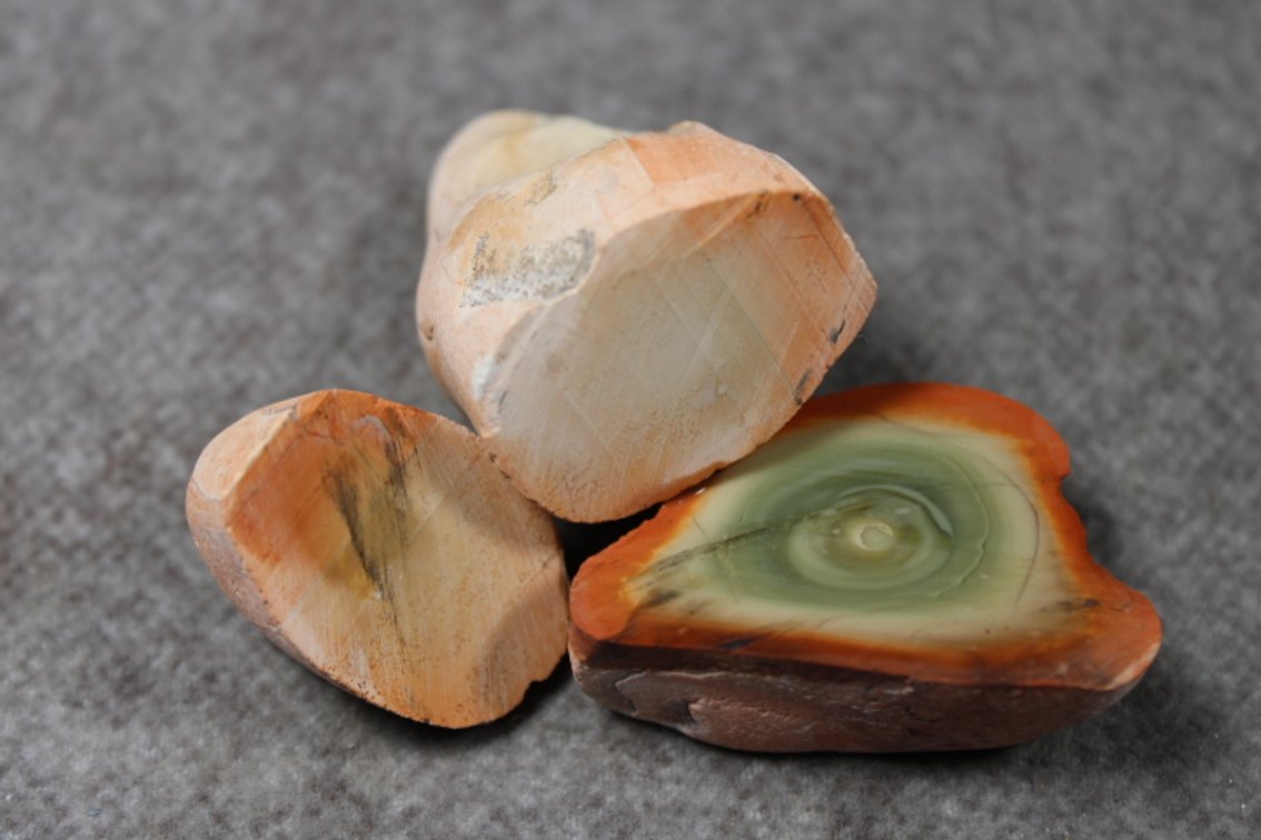 Three halves of Royal Imperial Jasper, 2.3 ozs