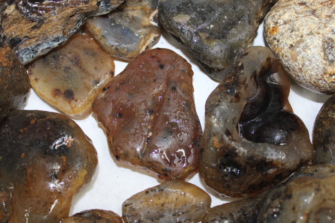 A 9 lb 8 oz flat of Montana Moss Agate