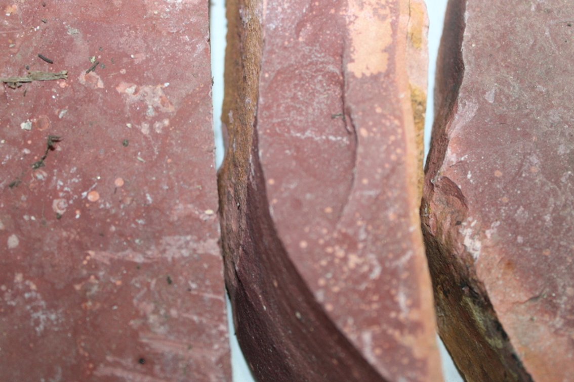 Three pieces of Spotted Quarry Pipestone, 6 lb 6 ozs