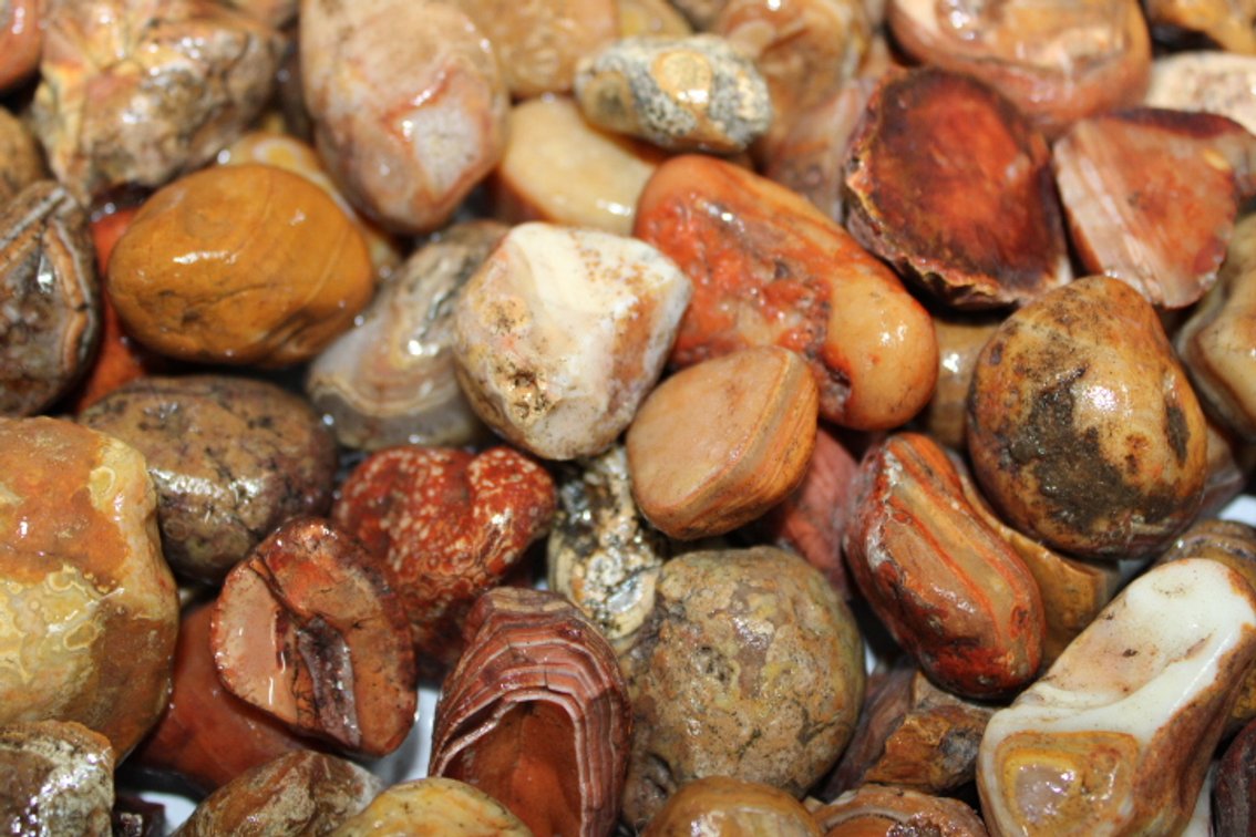 A 10 lb flat of Bahia Agate