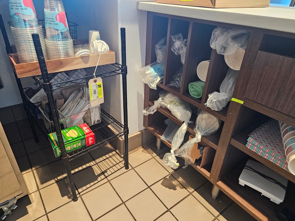 Wire Shelf with Assorted Paper Products