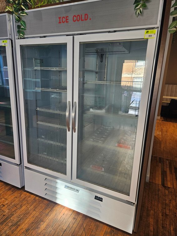 Beverage Air Glass 2 Door Freezer, Model MMF49HC-1-W, 115V, 52"x36"x79"