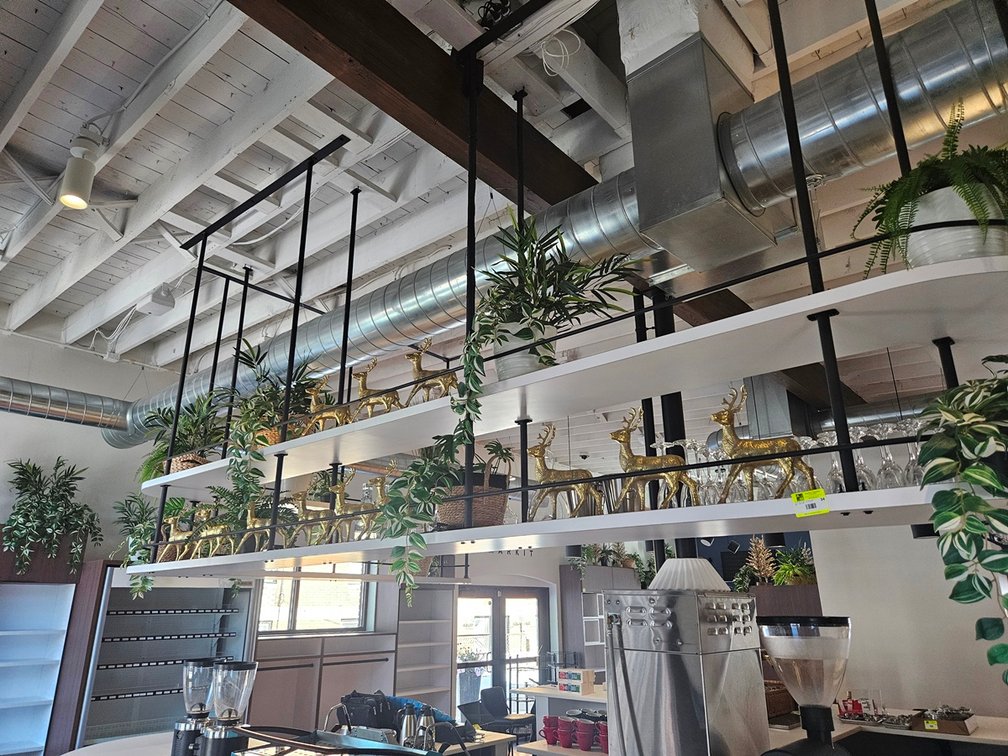 Assorted Decor on Overshelves, Greenery, Deer's (No Glassware)