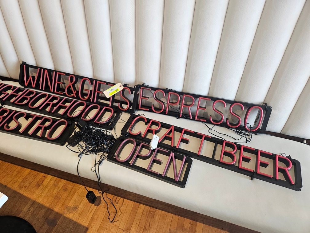 6 Assorted Lighted Signs, 16" to 44" Long