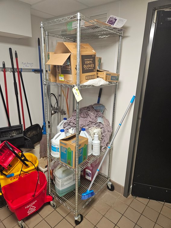 Wire 4 Tier Shelf on Wheels, 30"x27"x76"