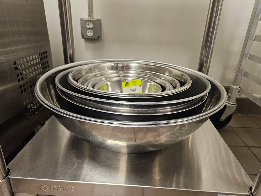 8 Assorted SS Bowls, Up to 18" Dia.
