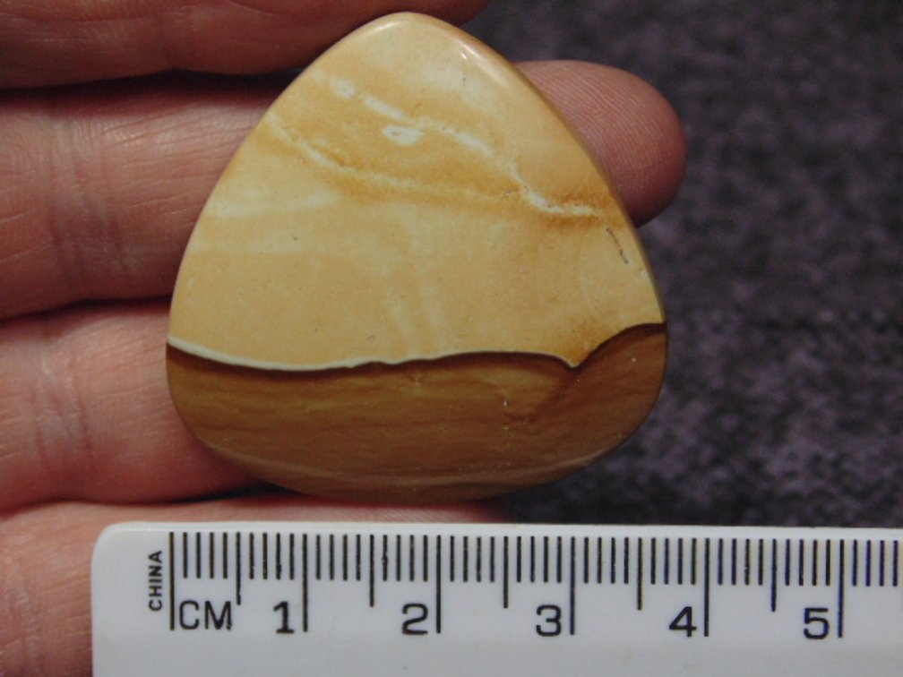 A triangle Picture Jasper cab, weighs 11.5 grams