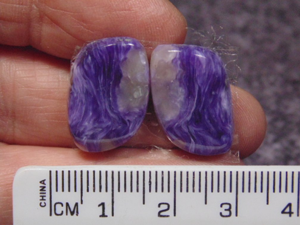 A pair of matching freeform Lepidolite cabs, weighs 4.6 grams