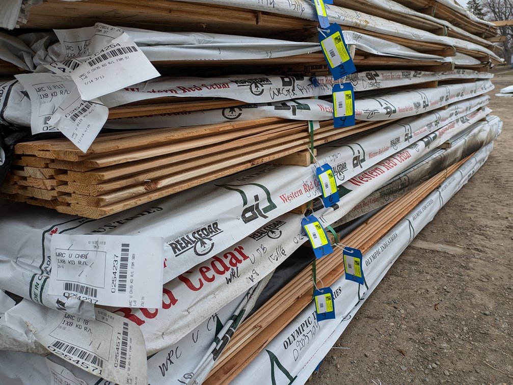 Western Red Cedar 1"x6" Utility Bandsawn, Kiln Dried, 576 Linear Feet, 312 Sq. Ft., 16' Lengths