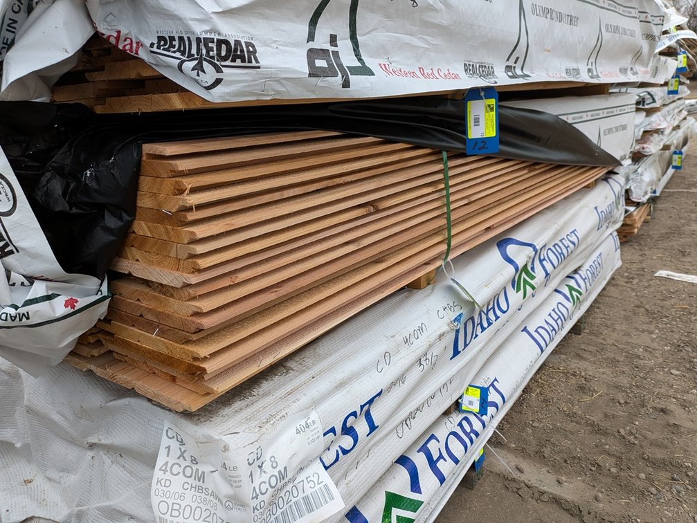 Western Red Cedar 1"x10" Utility Channel Grn, 720 Linear Feet, 510 Sq. Ft. 8' Lengths