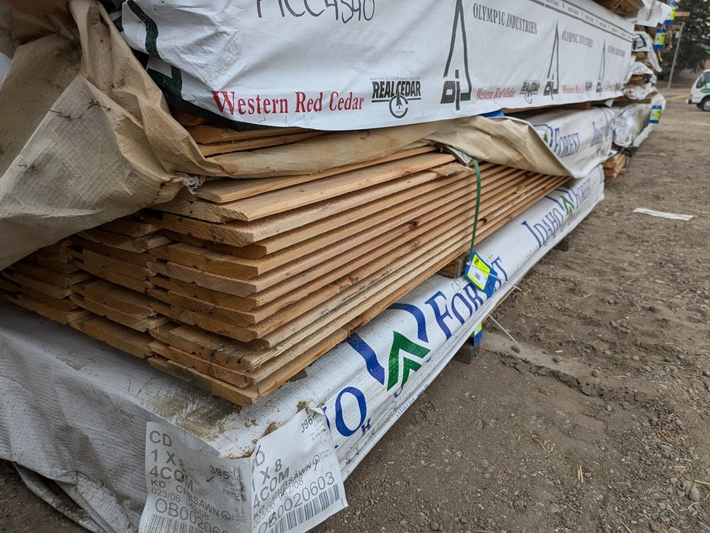 Western Red Cedar 1"x8" Utility Channel Bandsawn, Kiln Dried, 334 Linear Feet, 180 Sq. Ft., 6' and 8' Lengths