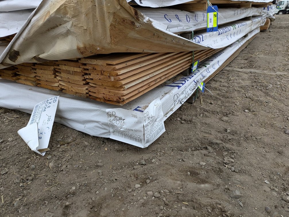 Western Red Cedar 1"x8" Utility Channel Bandsawn, Kiln Dried, 599 Linear Feet, 324 Sq. Ft., 10' and 12' Lengths