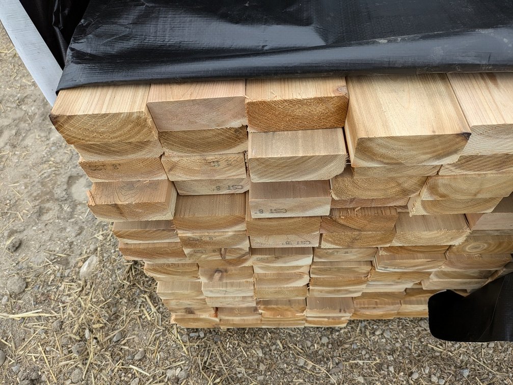 Western Red Cedar 2"x4" Utility S4S, Kiln Dried, 1664 Linear Feet, 8' Lengths
