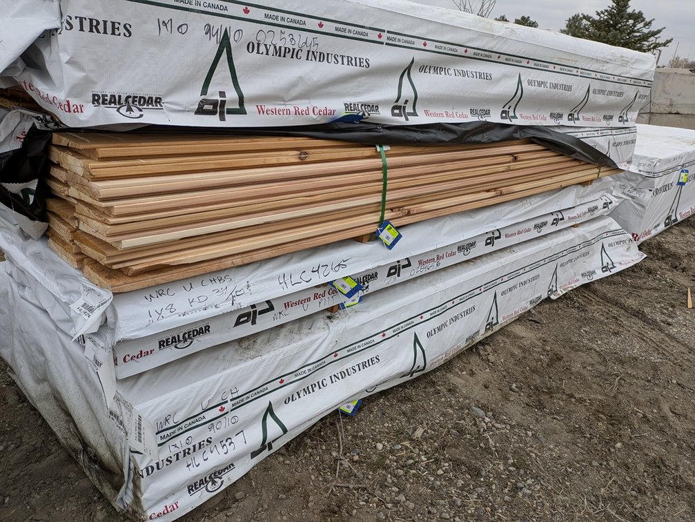 Western Red Cedar 1"x8" Utility Thick Butt Bevel, Kiln Dried, 1009 Linear Feet, 546 Sq. Ft., 10' Lengths