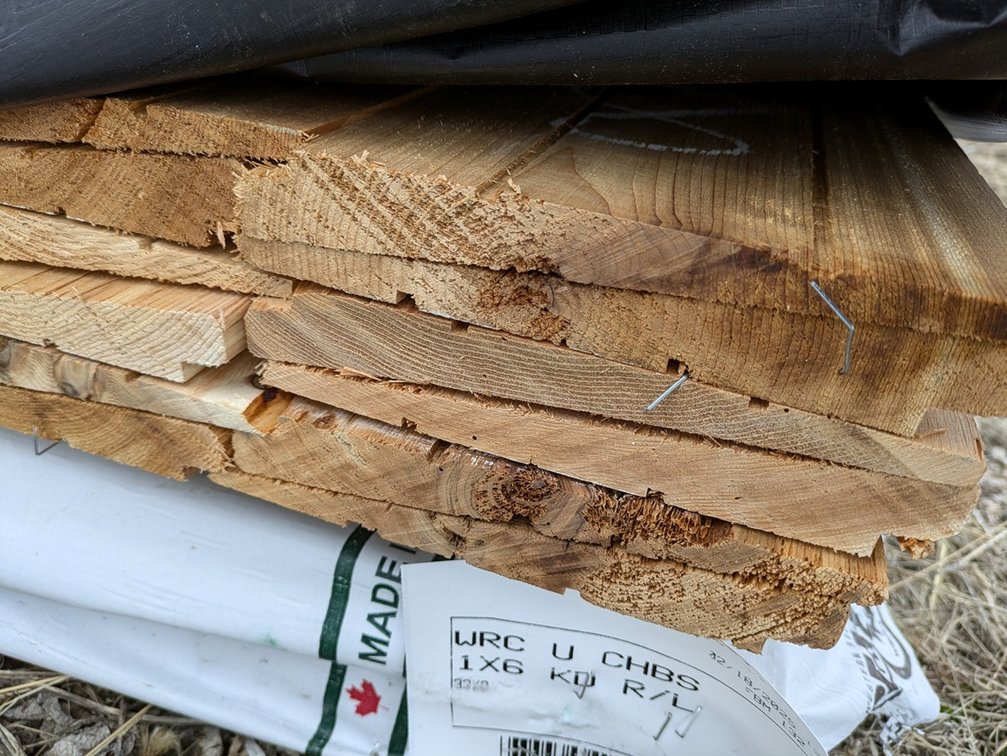 Western Red Cedar 1"x8" Utility Thick Butt Bevel, Kiln Dried, 288 Linear Feet, 156 Sq. Ft., 8' Lengths