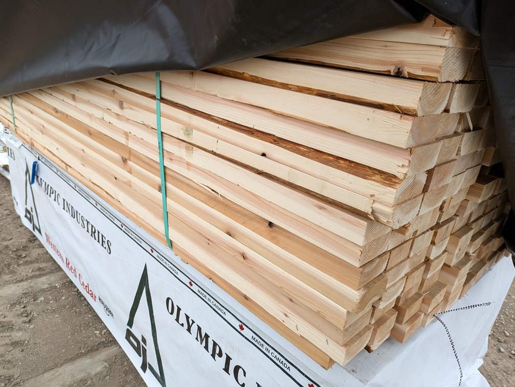 Western Red Cedar 2"x4" Utility S4S, Kiln Dried, 1656 Linear Feet, 8' Lengths