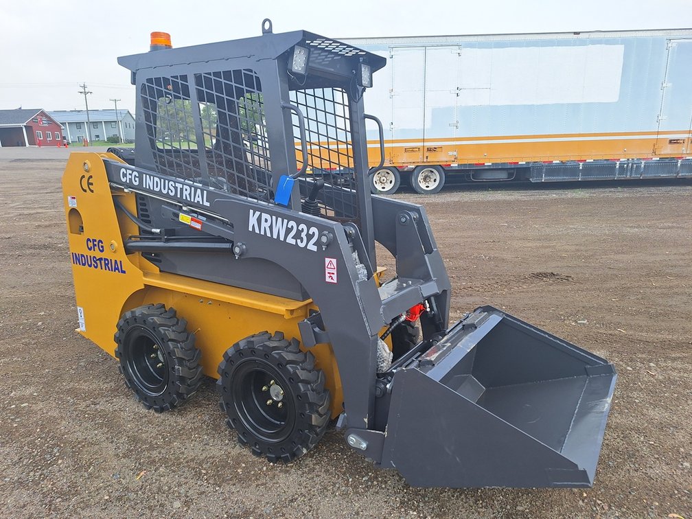 2025 CFG Skid Steer Loader, Model KRW232, Serial KRW2322025L022670, RATO, 30 HP, 22KW, Gasoline Engine with EPA, BKT, 2 Cylinders, Cab, Unused