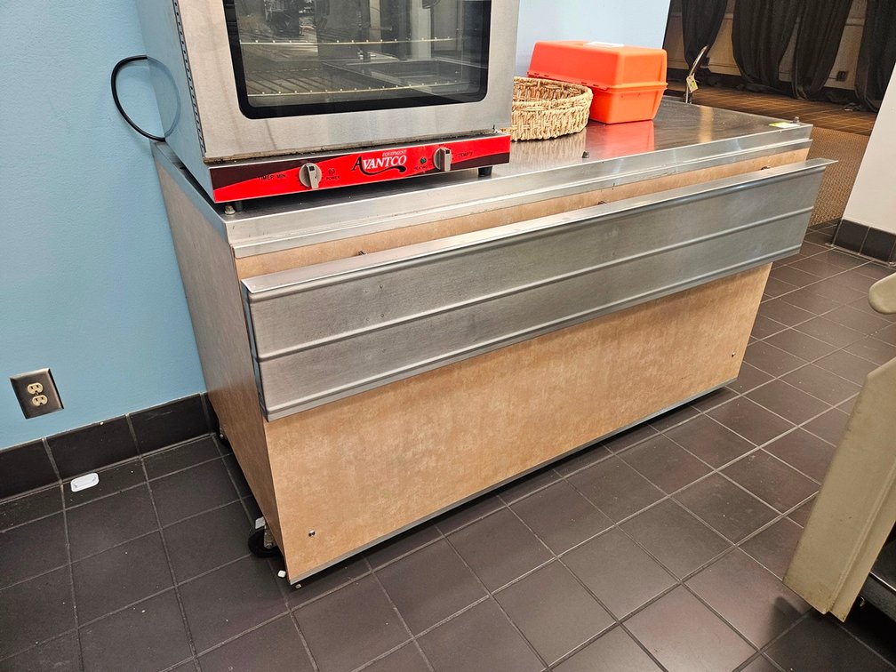 SS Top Buffet Cabinet on Wheels, 65"x32"x36"
