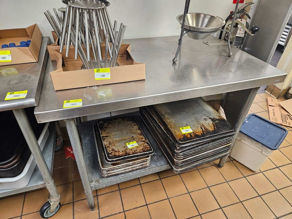 SS Table with Undershelf and Can Opener, 48"x30"x34"