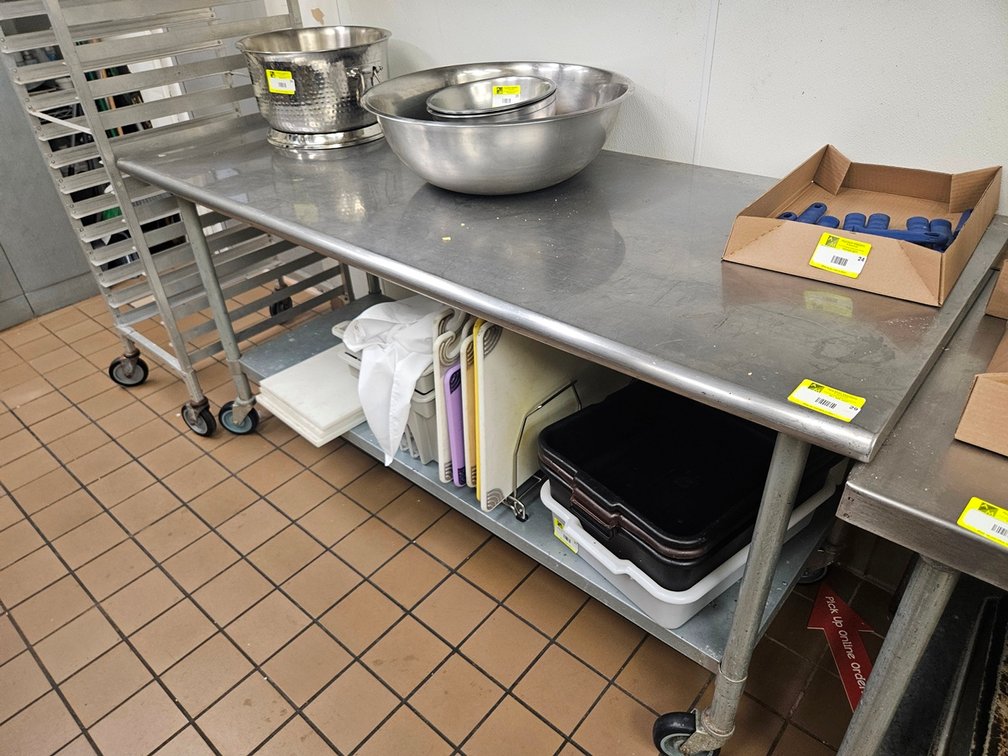 SS Table with Undershelf on Wheels, 72"x30"x36"