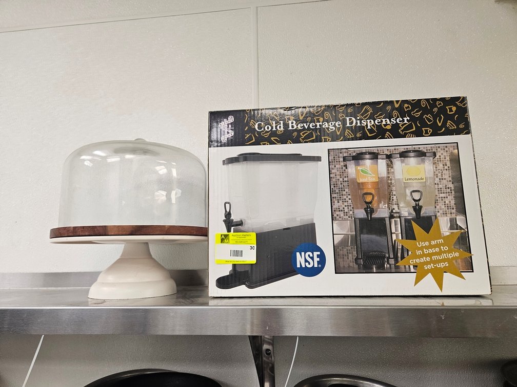 Cold Beverage Dispenser, Cake Display