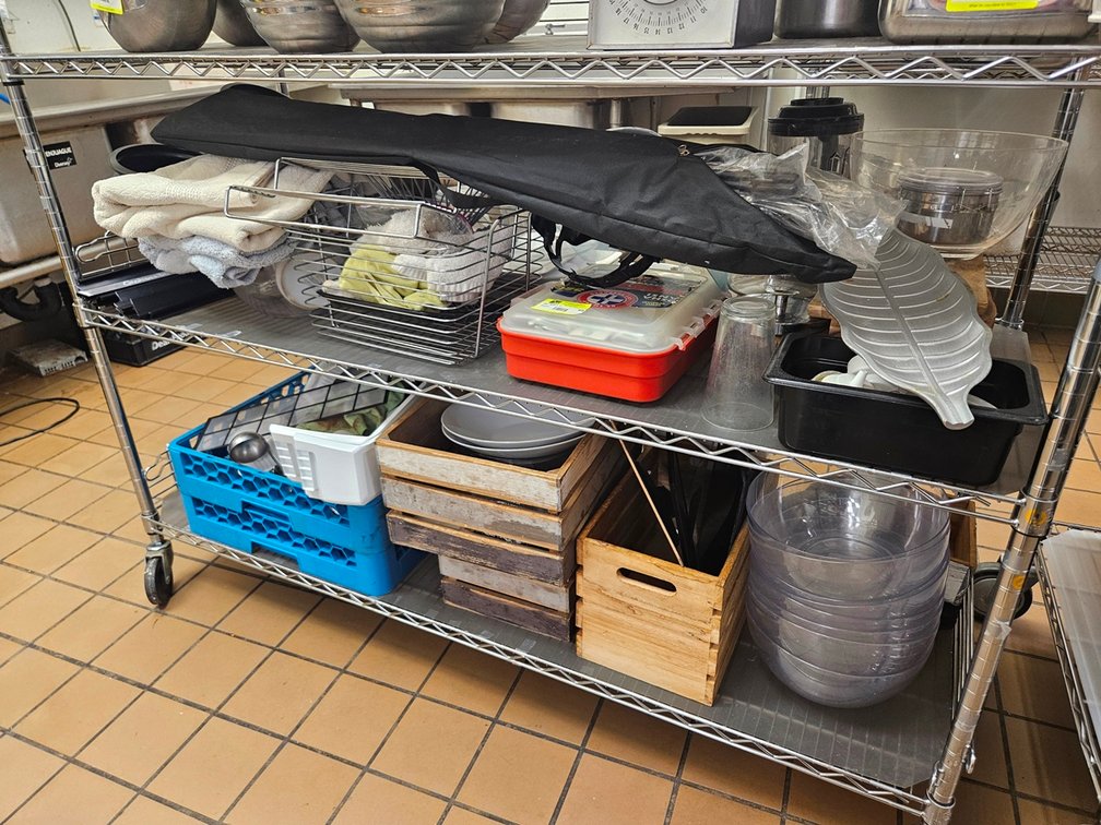 Assorted, Plasticwares, Glass Jars, More on Bottom 2 Shelves