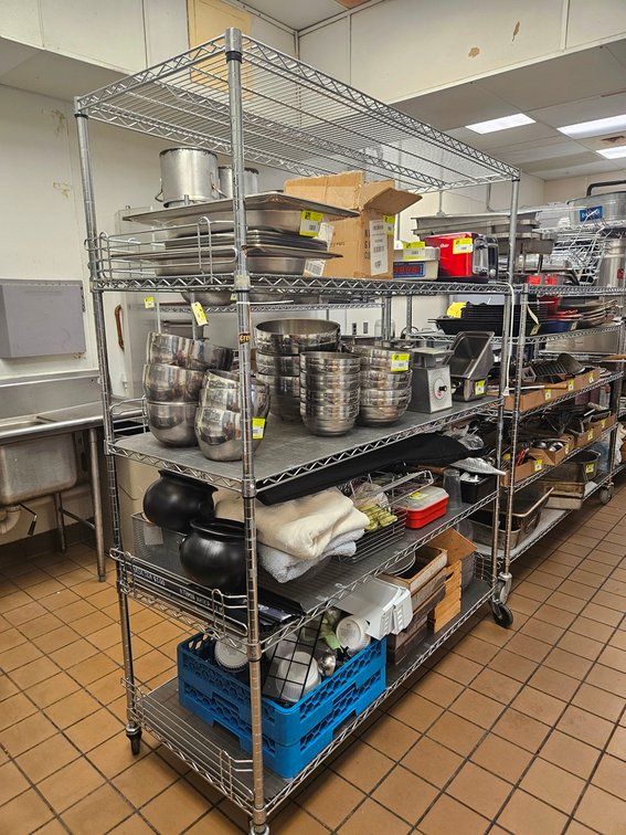 Wire 5 Tier Shelf on Wheels, 60"x24"x77"