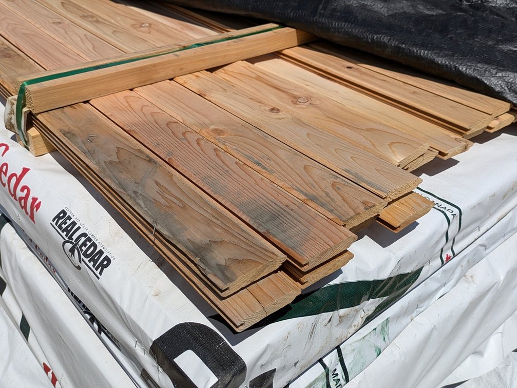Western Red Cedar, 1x4 Utility, Kiln Dried, Tongue & Groove V-Joint, 368 Linear Feet, 96 Sq. Ft., 16' Lengths