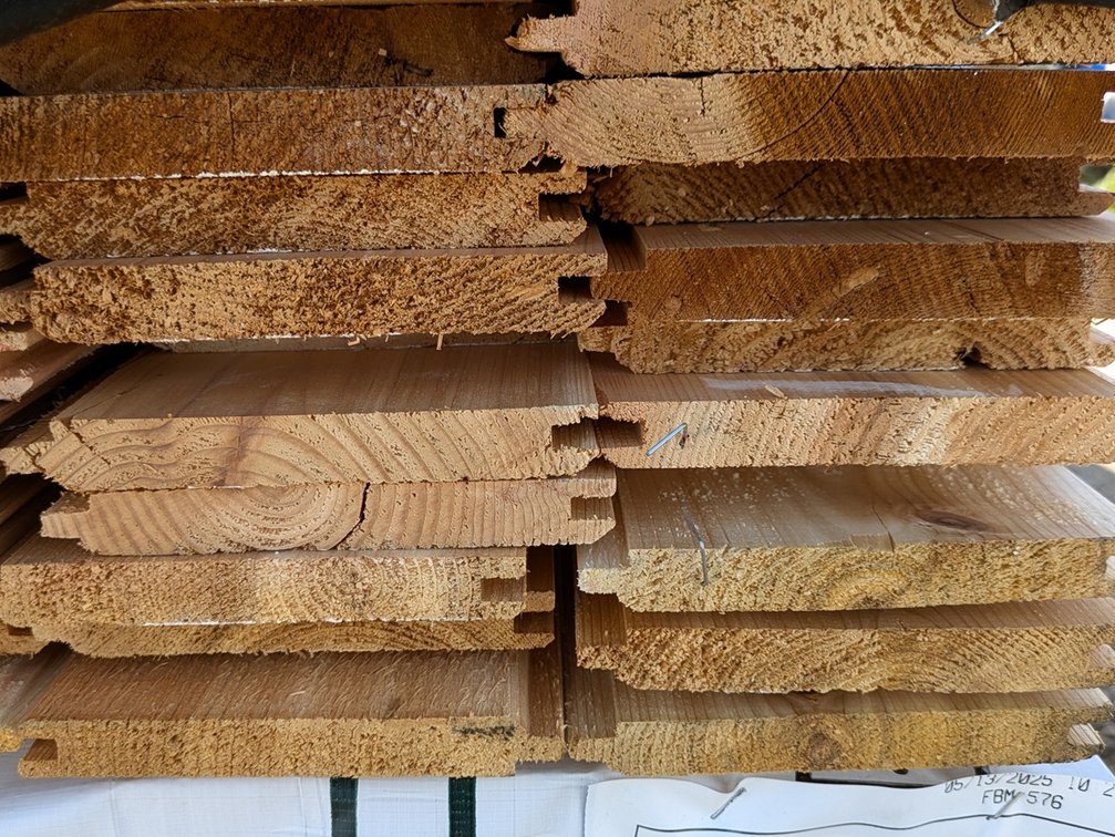 Western Red Cedar, 1x6 Utility Nickel Gap, Kiln Dried, Tongue & Groove V-Joint, 1152 Linear Feet, 492 Sq. Ft., 8' Lengths