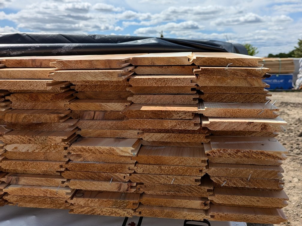 Western Red Cedar, 1x6 Utility Nickel Gap, Kiln Dried, Tongue & Groove V-Joint, 1090 Linear Feet, 465 Sq. Ft., 10' to 12' Lengths
