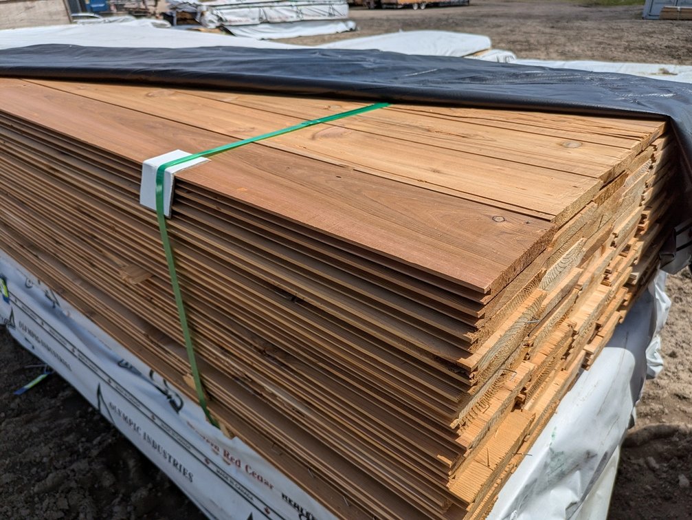 Western Red Cedar, 1x6 Utility Nickel Gap, Kiln Dried, Tongue & Groove V-Joint, 1152 Linear Feet, 492 Sq. Ft., 8' Lengths