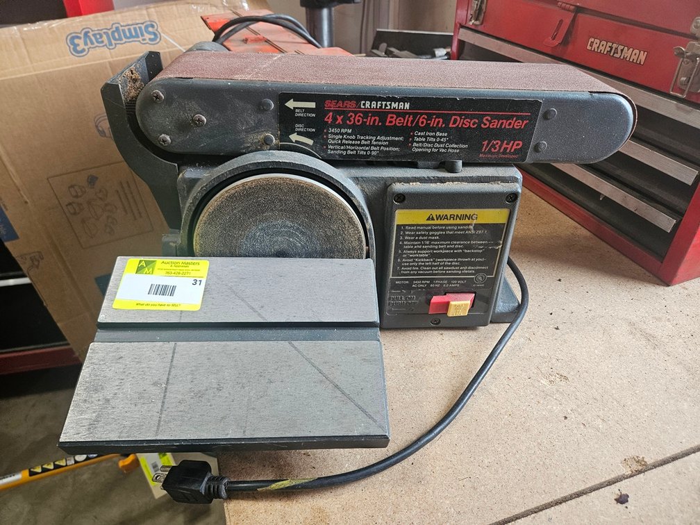 Craftsman 4"x36" Belt/6" Disc Sander, Model 113.226431, 1/3 HP