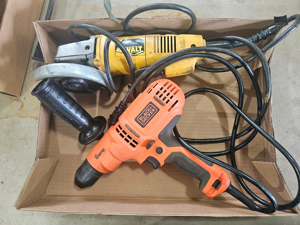 Black & Decker DR346 Drill, Dewalt DW402 Angle Grinder