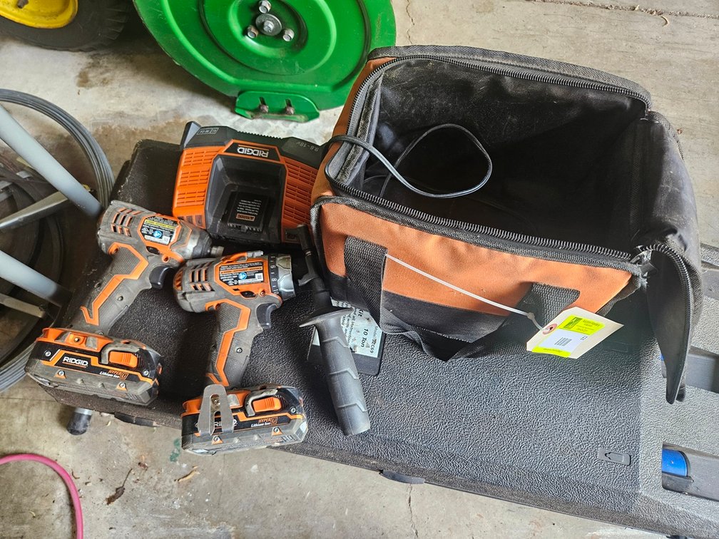Ridgid 18V Impact and Drill, 2 Batteries, Charger, Bag