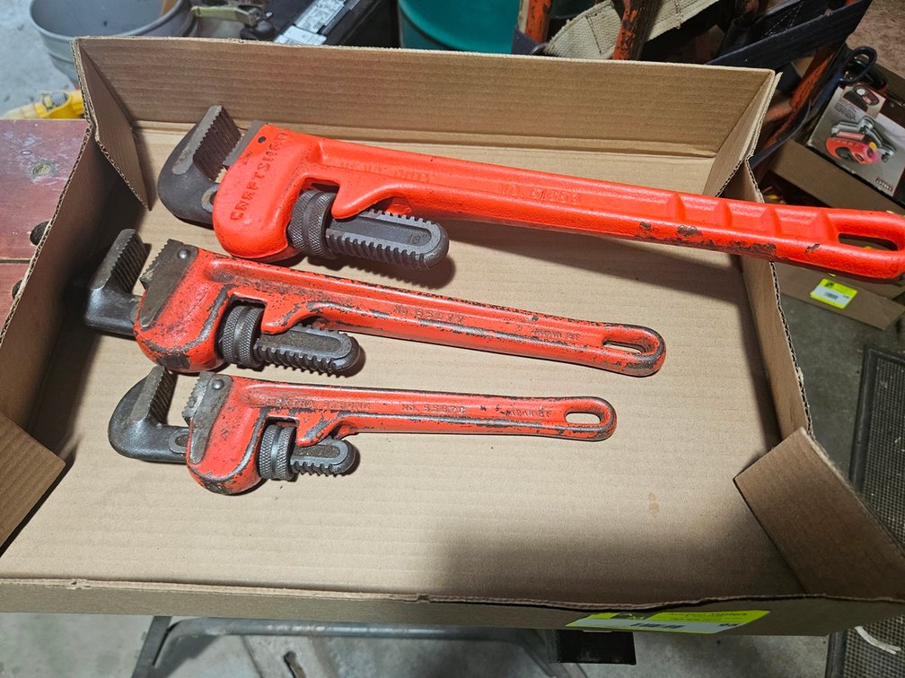 3 Pipe Wrenches, 10" to 18"