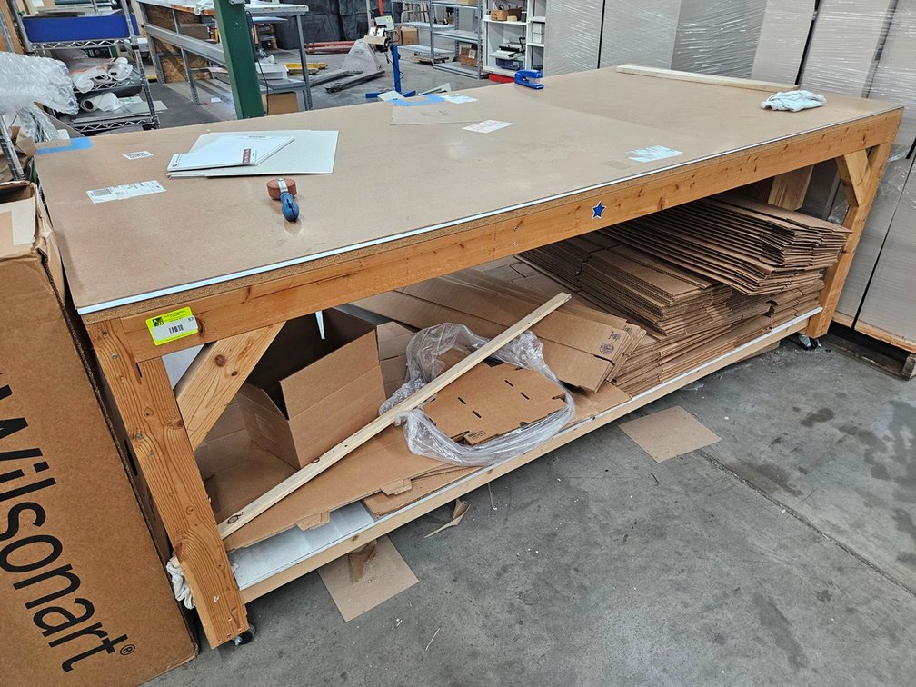 Wood Shop Table on Wheels, 96"x48"x37"