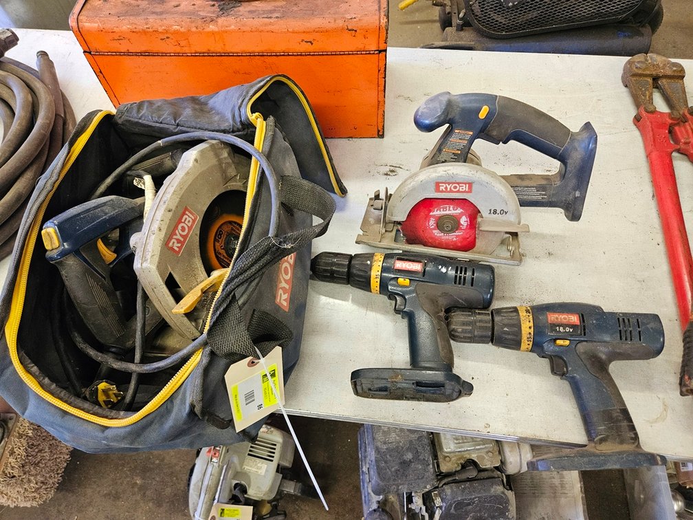 Ryobi Circular Saw, 2 Cordless Drills, Cordless Saw