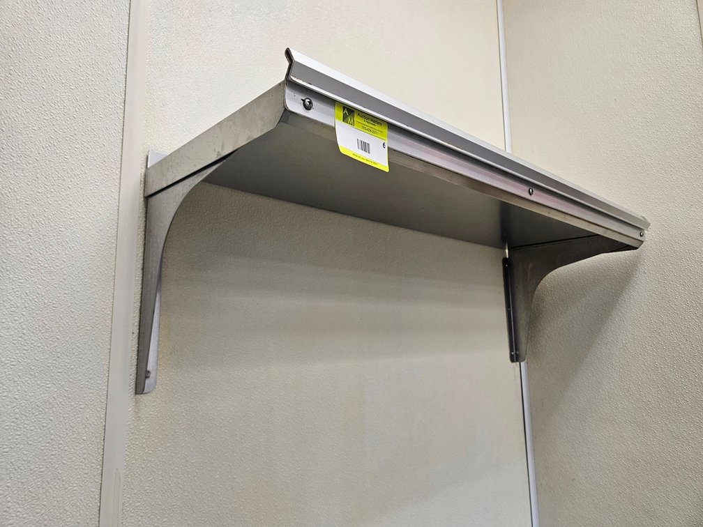 SS Wall Shelf with Ticket Holder, 36"x12"
