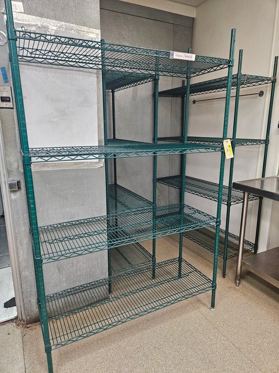 3 Assorted Wire 4 Tier Shelves, 2 - 48"x18"x75" and 1 - 36"x18"x75"