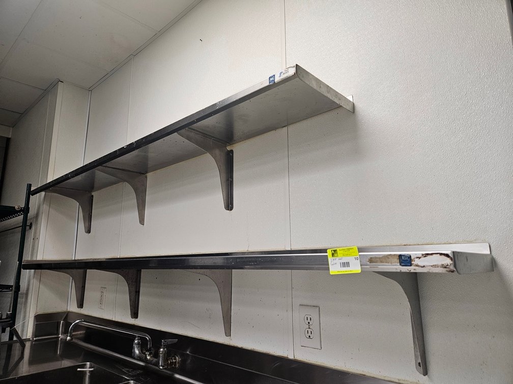 2 Assorted SS Wall Shelves, 84"x12" and 96"x12"