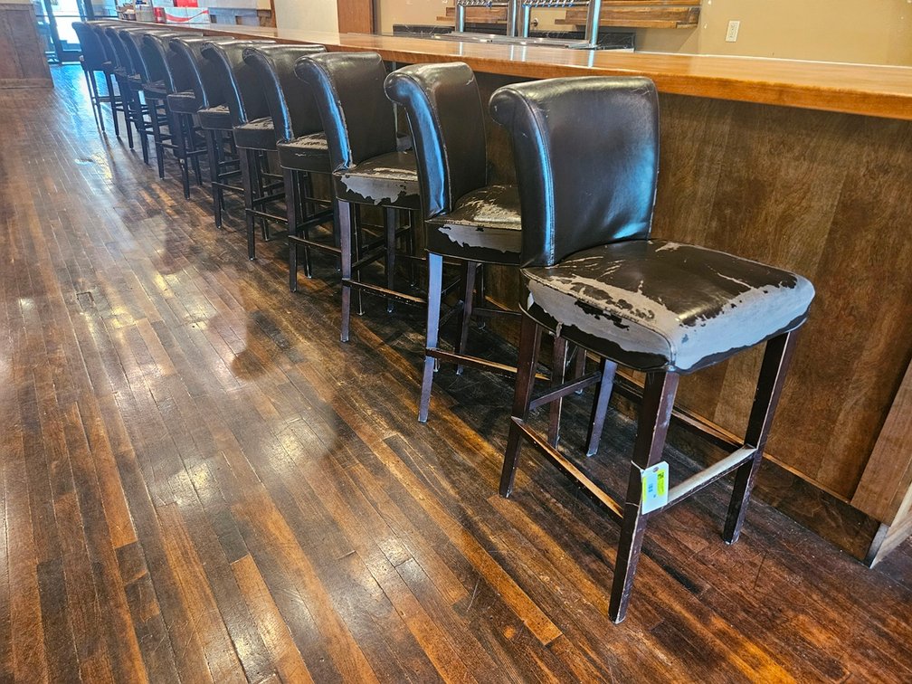 12 Wood Frame Padded Seat and Back Stools, 30" Seat Height